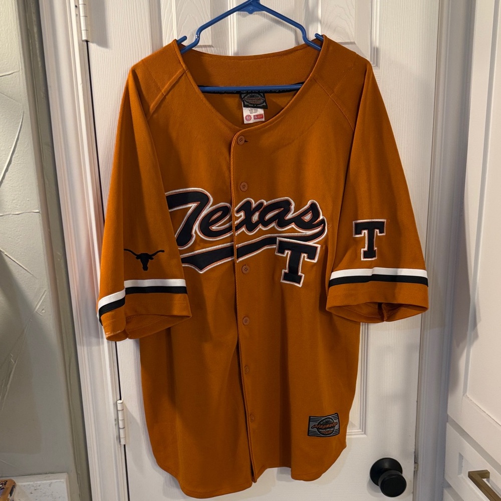 Texas Longhorns Orange Baseball Jersey playmaker top of the world embroidered